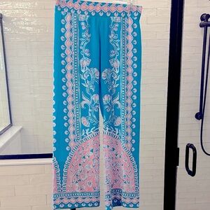 Lilly Pulitzer Blue and Pink Wide Leg Pants